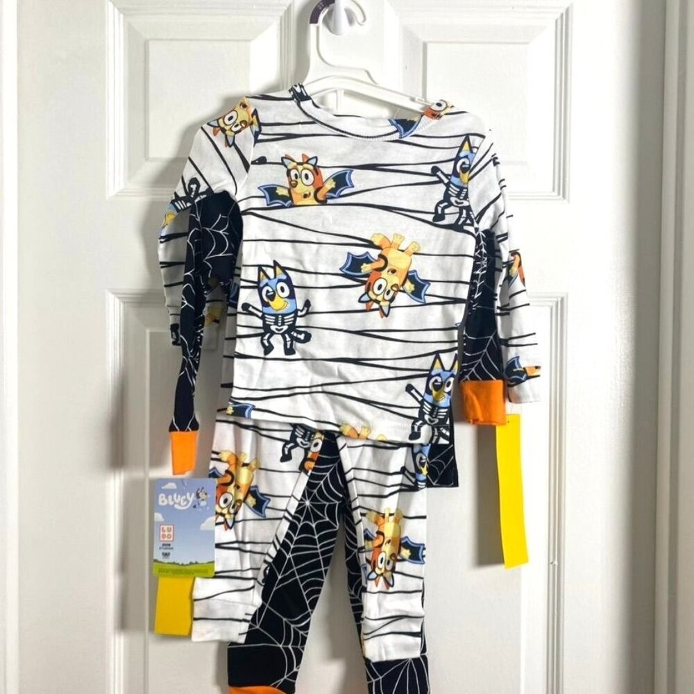 Toddler Boys' 4pc Bluey Cotton Long Sleeve Halloween Pajama Set Size 2T Or 4 - Picture 6 of 14